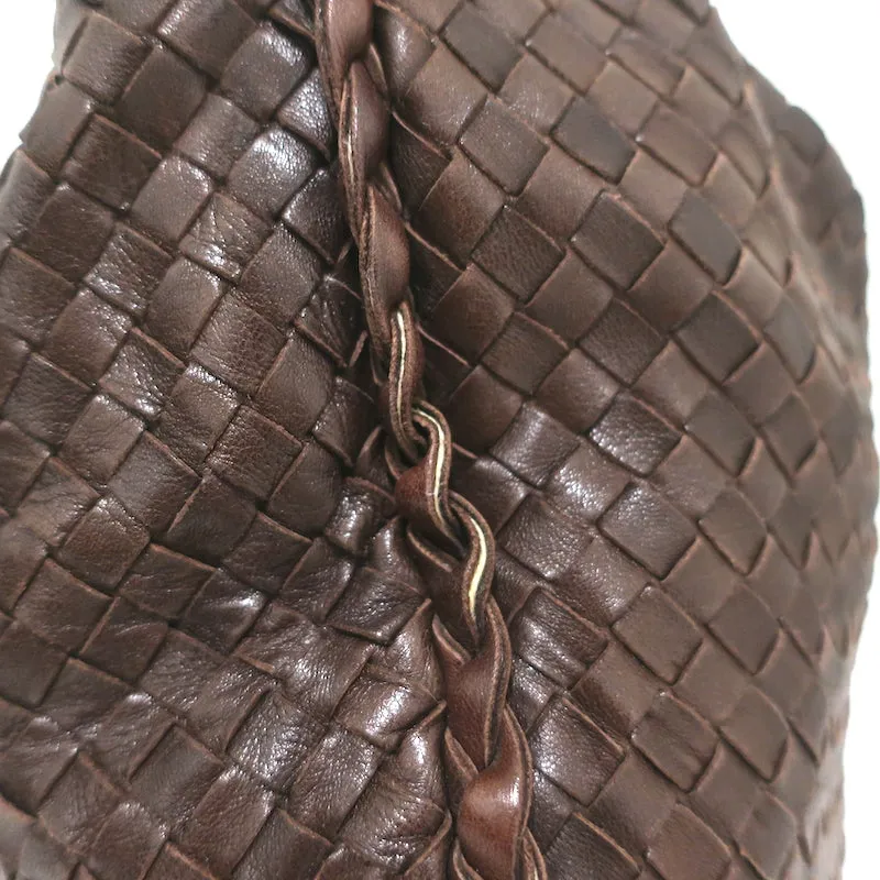 Bottega Veneta Large Veneta Hobo Dark Brown Intrecciato Leather Shoulder Bag