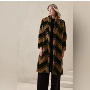 BR Chevron Patterned Brown and Black Women's oversized Coat