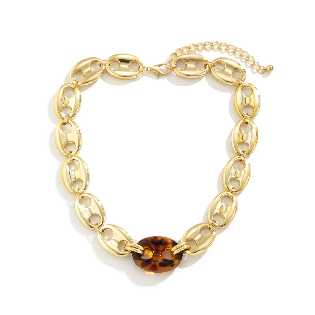 Brown Resin & 18K Gold-Plated Mariner Chain Choker Necklace