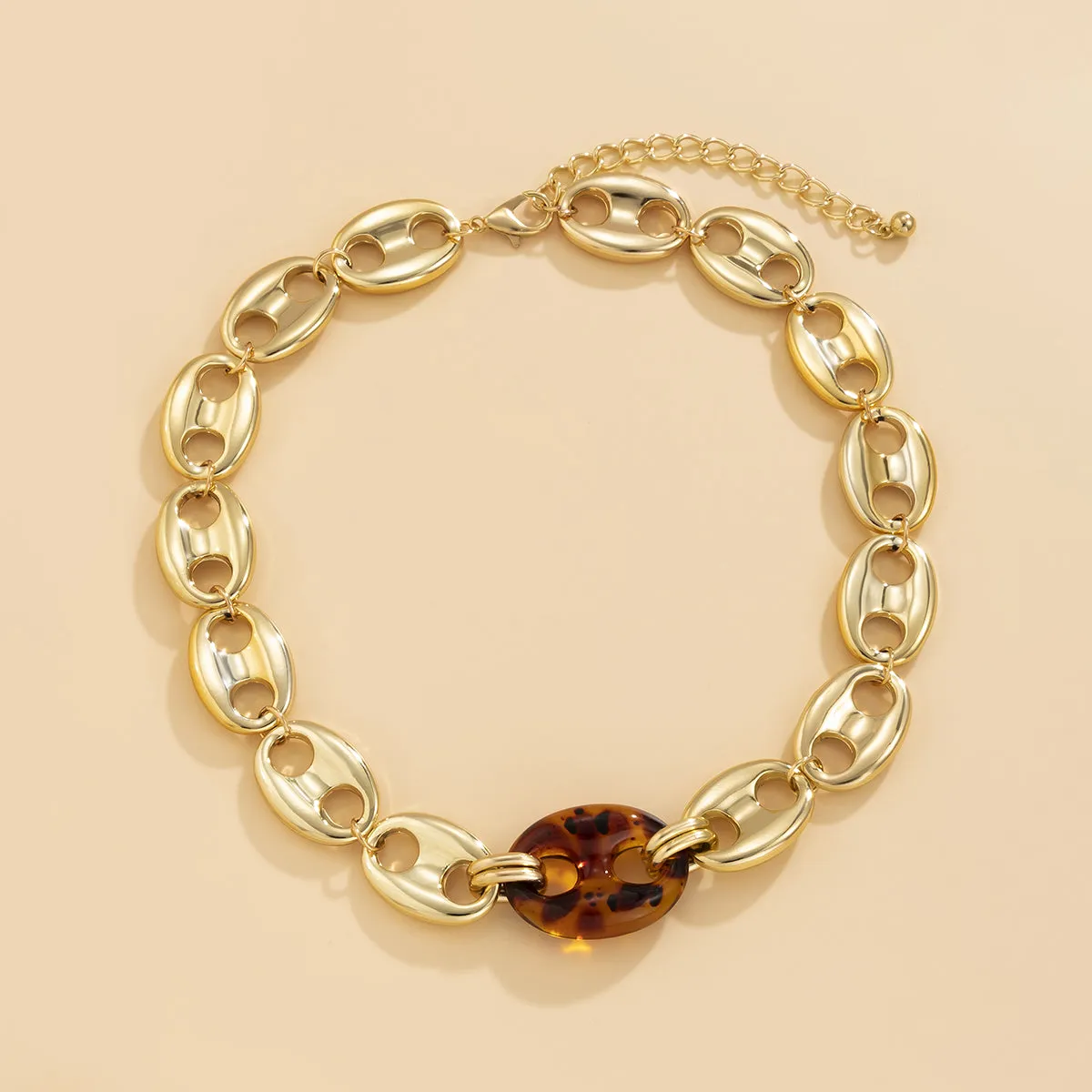 Brown Resin & 18K Gold-Plated Mariner Chain Choker Necklace
