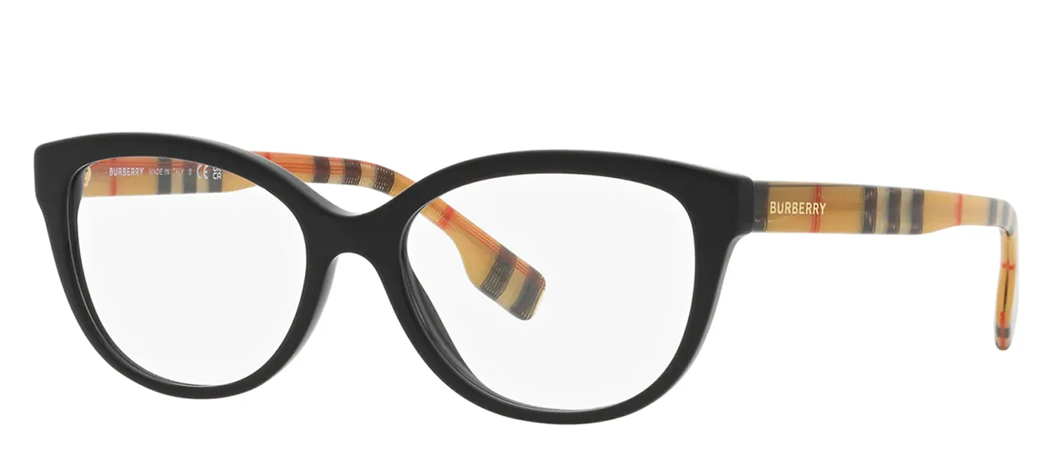 Burberry ESME BE 2357 3757 Square Plastic Black Eyeglasses with Logo Stamped Demo Lenses