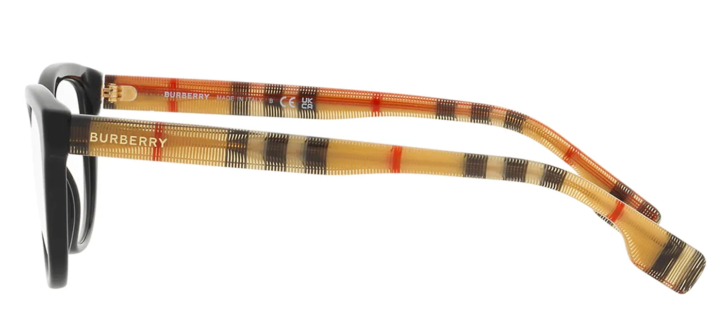 Burberry ESME BE 2357 3757 Square Plastic Black Eyeglasses with Logo Stamped Demo Lenses