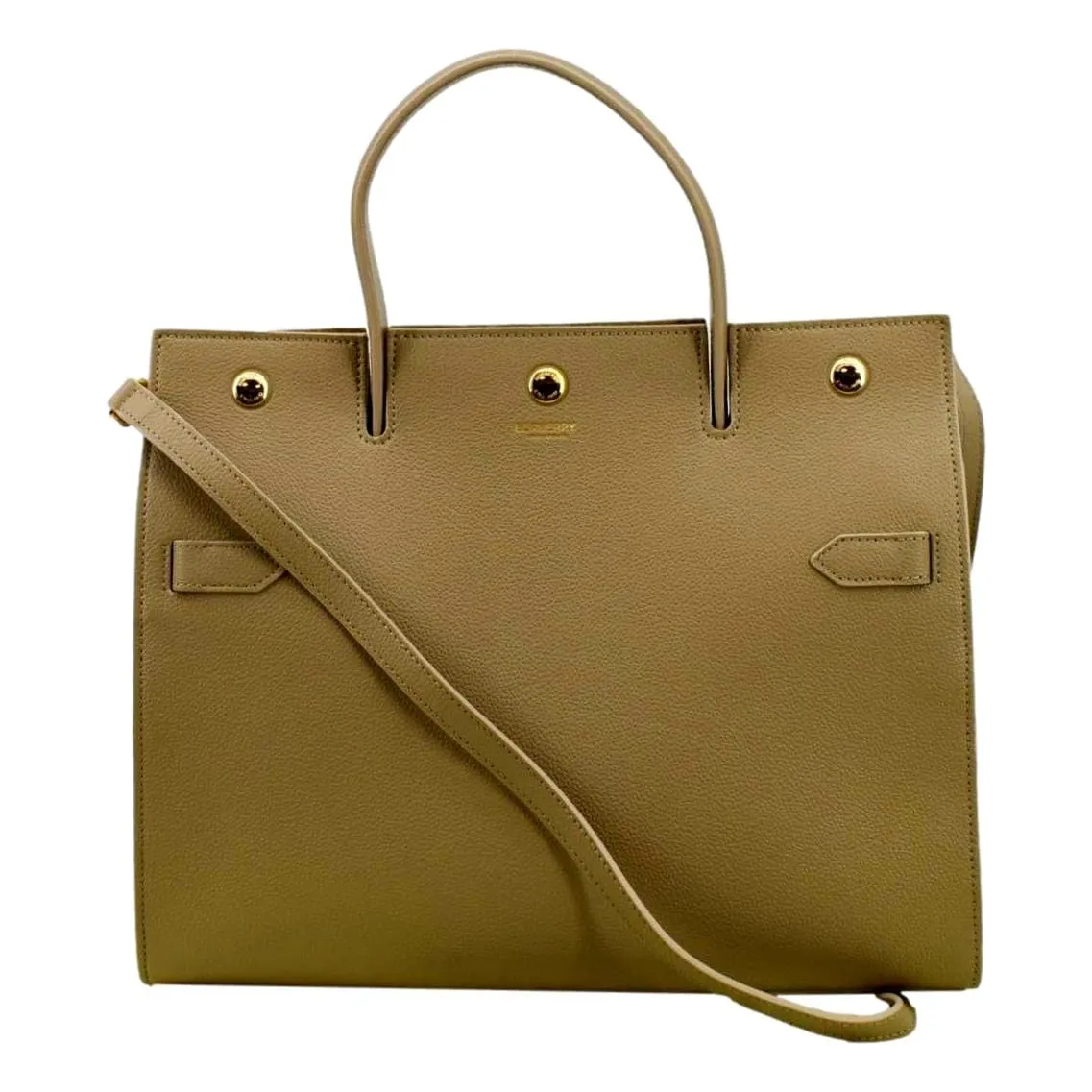 BURBERRY Small Title Leather Tote Bag Beige
