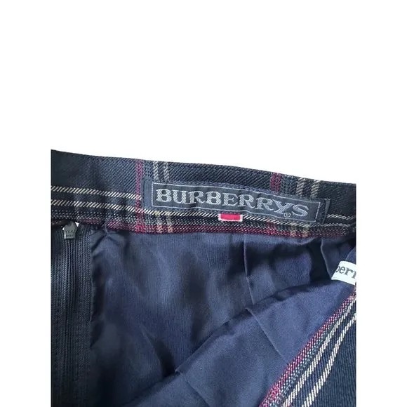 BURBERRYS Vintage Blue Plaid Pencil Skirt Size XS