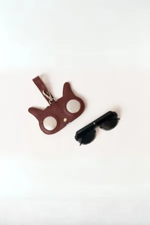 Burgundy Leather Cat Eyes Sunglasses Cover