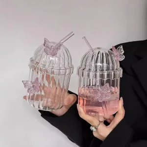 Butterfly Straw Cup With Lid