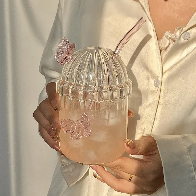 Butterfly Straw Cup With Lid