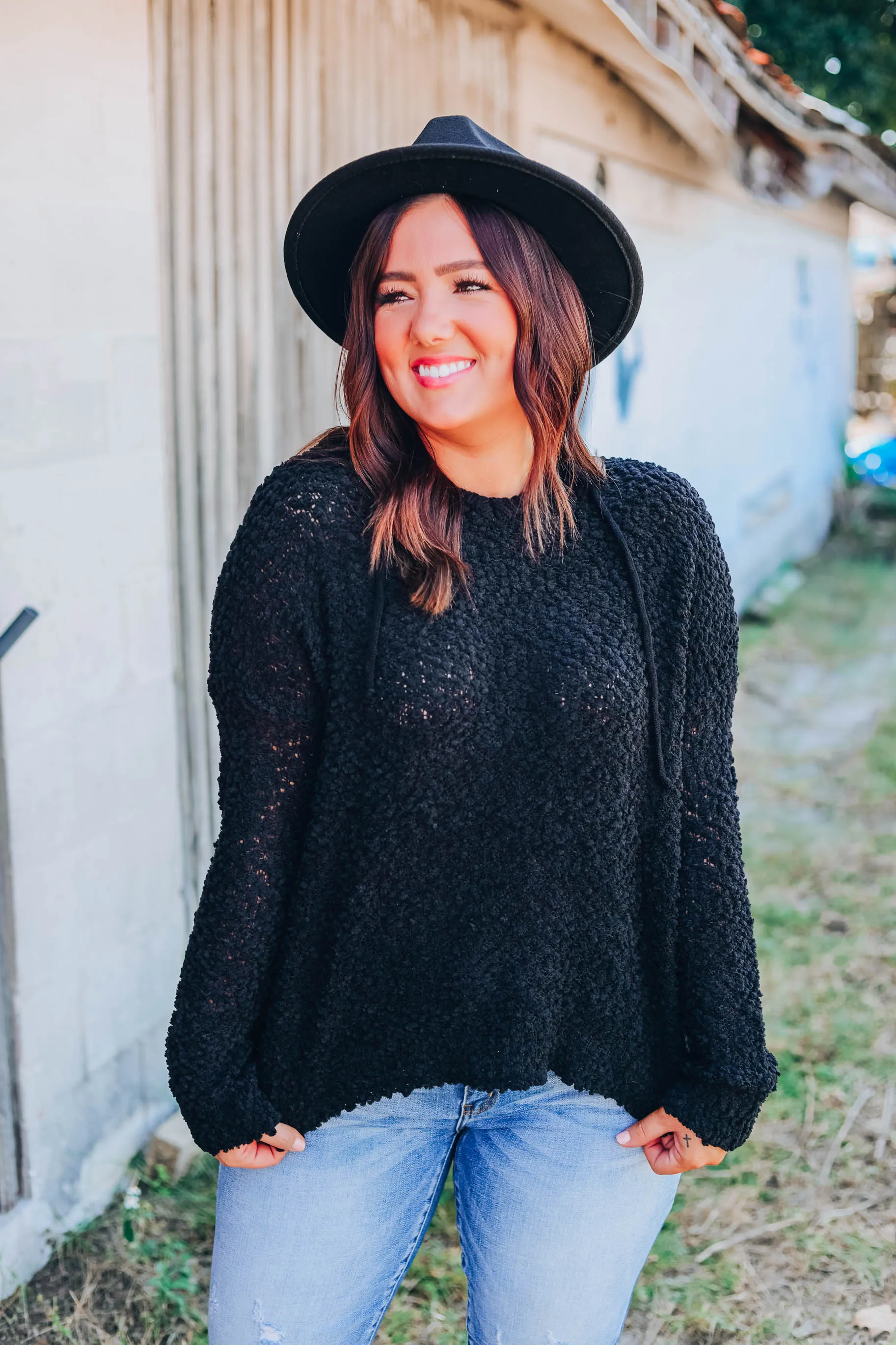 Buttery Soft Popcorn Hoodie - Black