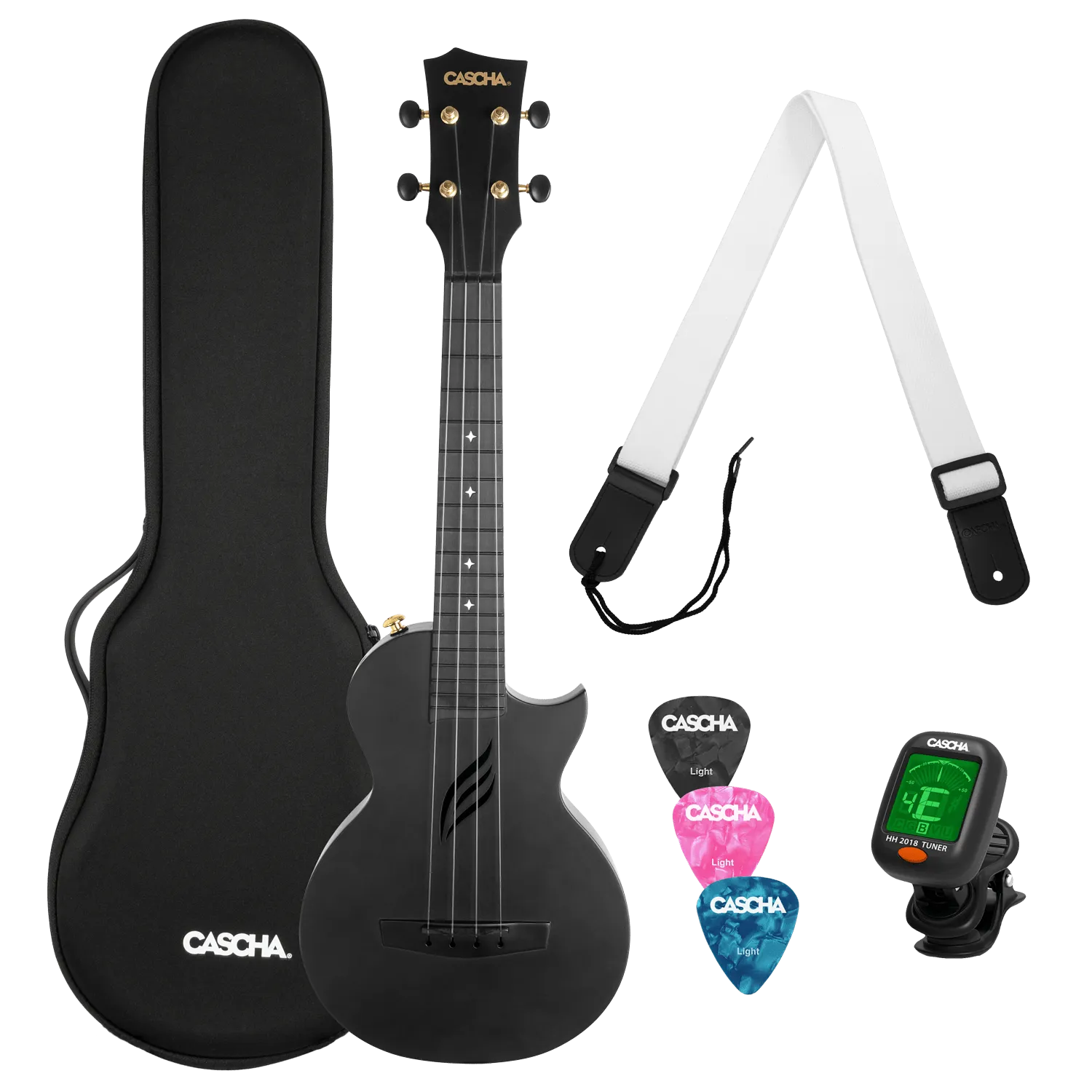 Cascha Carbon Fibre Ukulele Set Black
