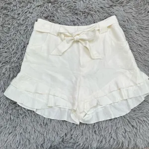 Cece White Ruffle Hem Shorts, Size 12