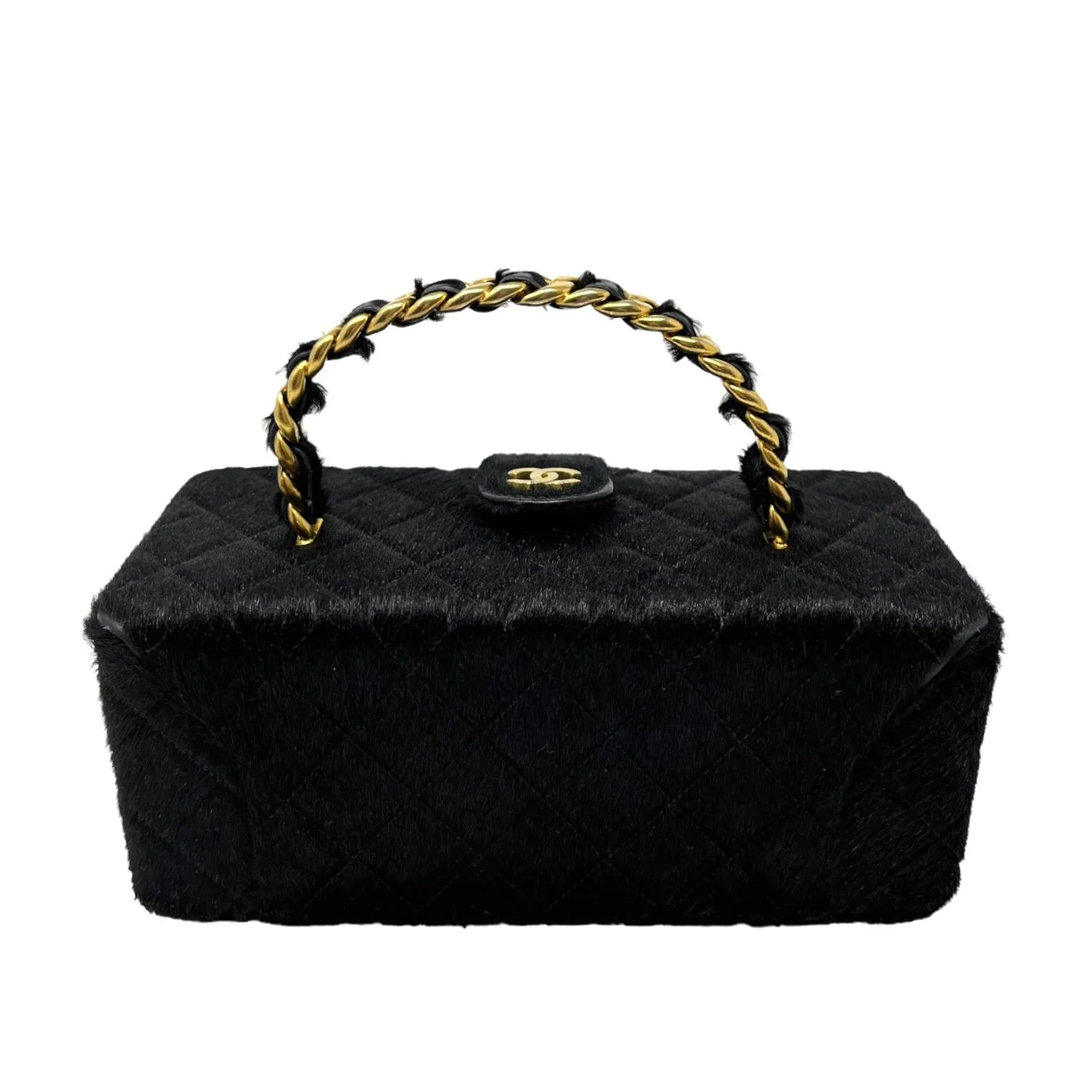 Chanel Black Fur Mini Vanity Bag