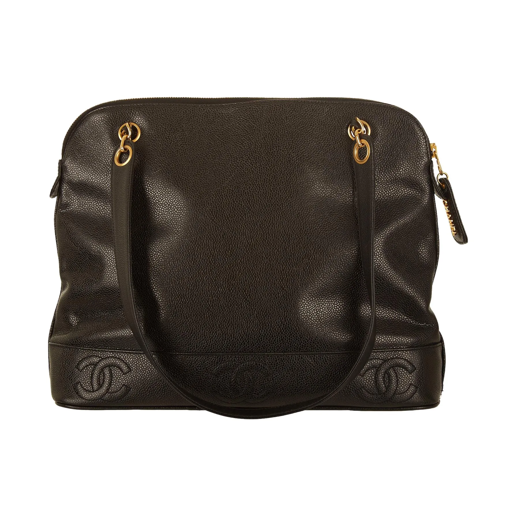 Chanel Black Triple Logo Chain Shoulder Bag