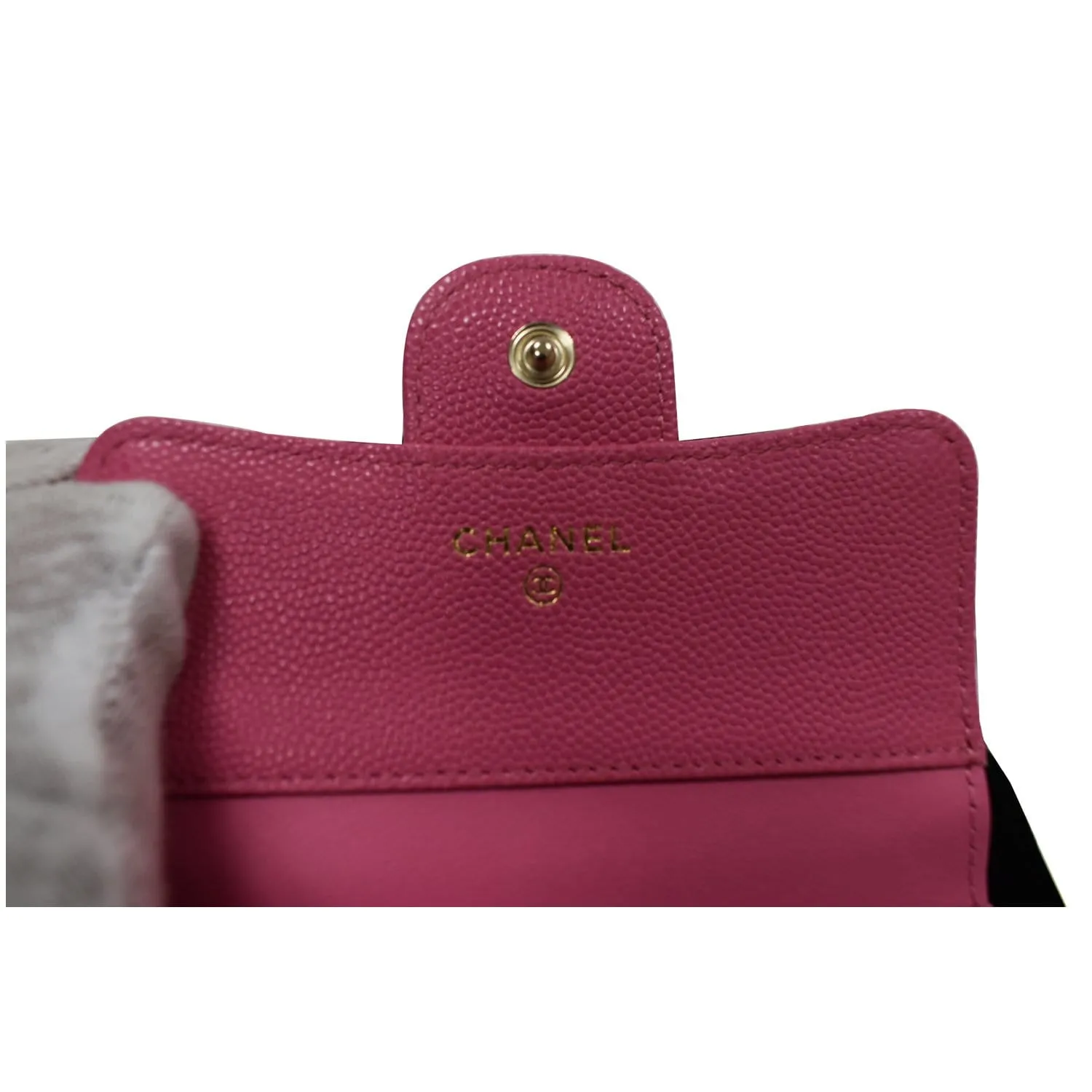 CHANEL CC Card Holder Caviar Quilted Leather Flap Wallet Pink