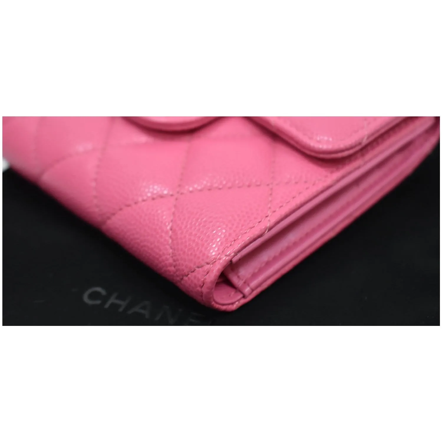 CHANEL CC Card Holder Caviar Quilted Leather Flap Wallet Pink