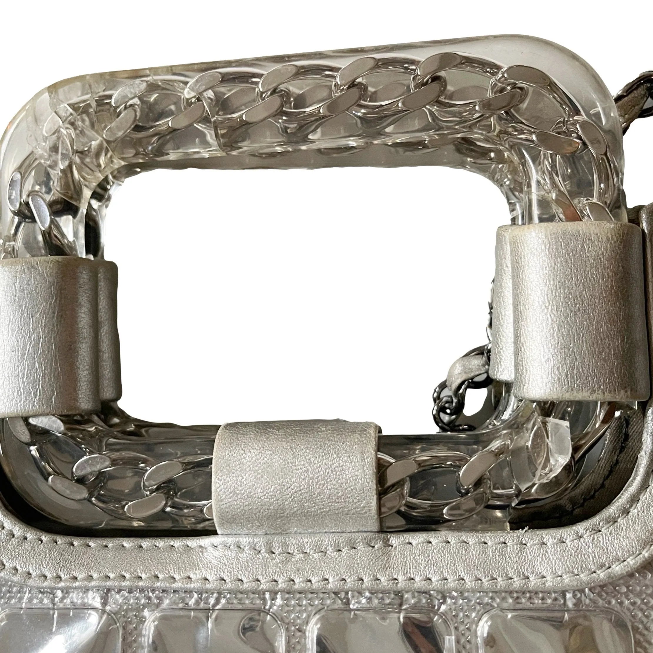 Chanel Silver Logo Ice Cube Tote Bag
