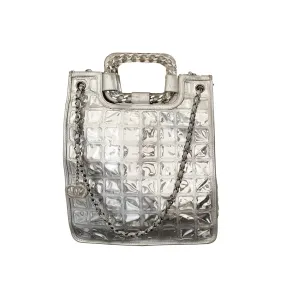 Chanel Silver Logo Ice Cube Tote Bag