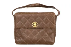 Chanel Vintage Brown Caviar Mini Handle Bag