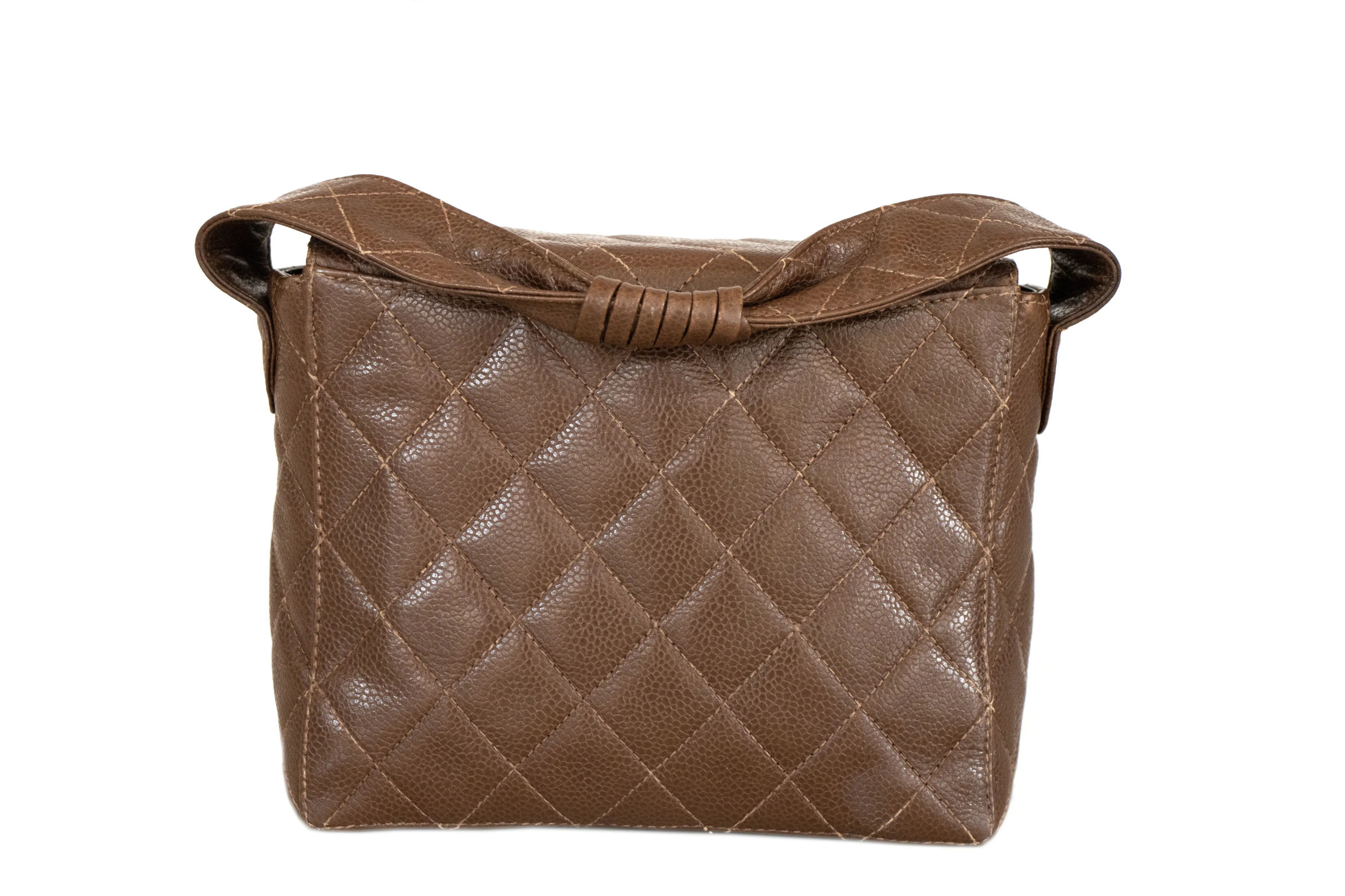 Chanel Vintage Brown Caviar Mini Handle Bag
