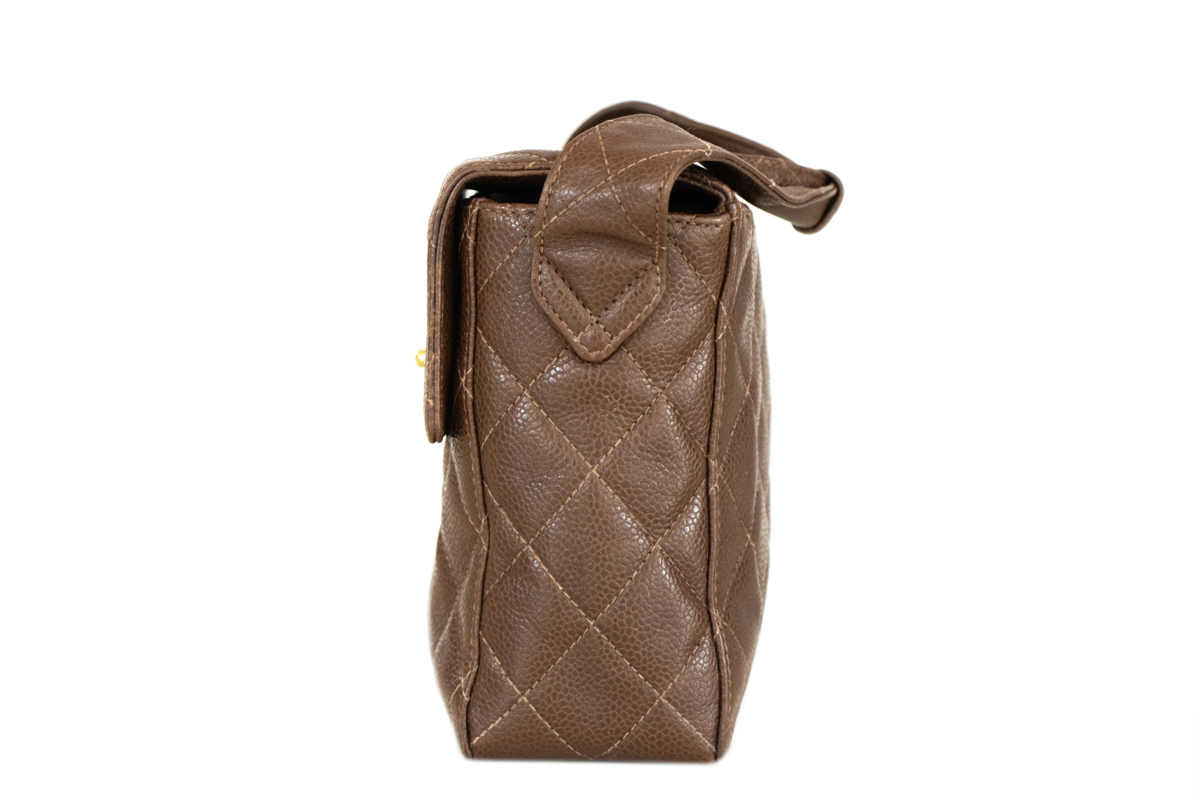Chanel Vintage Brown Caviar Mini Handle Bag
