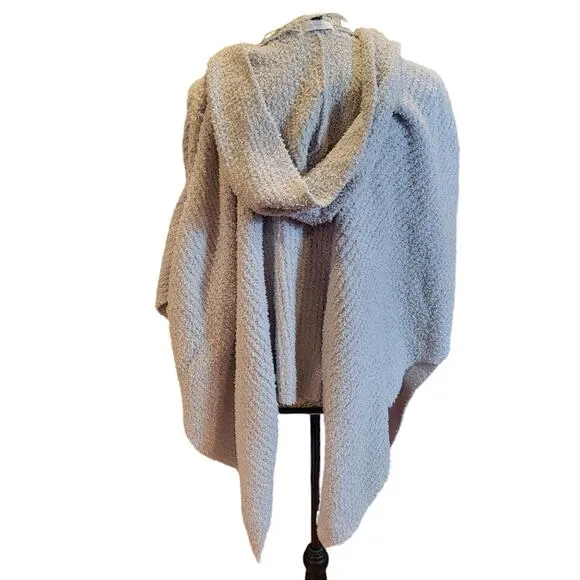 Charter Club Hooded Knit Poncho Grey OS