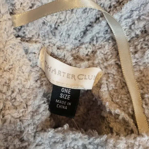 Charter Club Hooded Knit Poncho Grey OS
