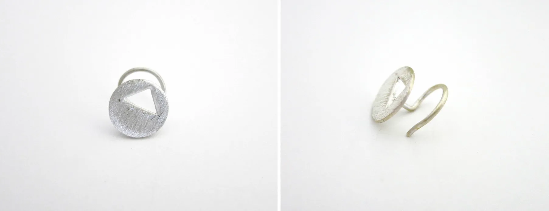 Chic, brush-finish, circular nose pin with a cut-out