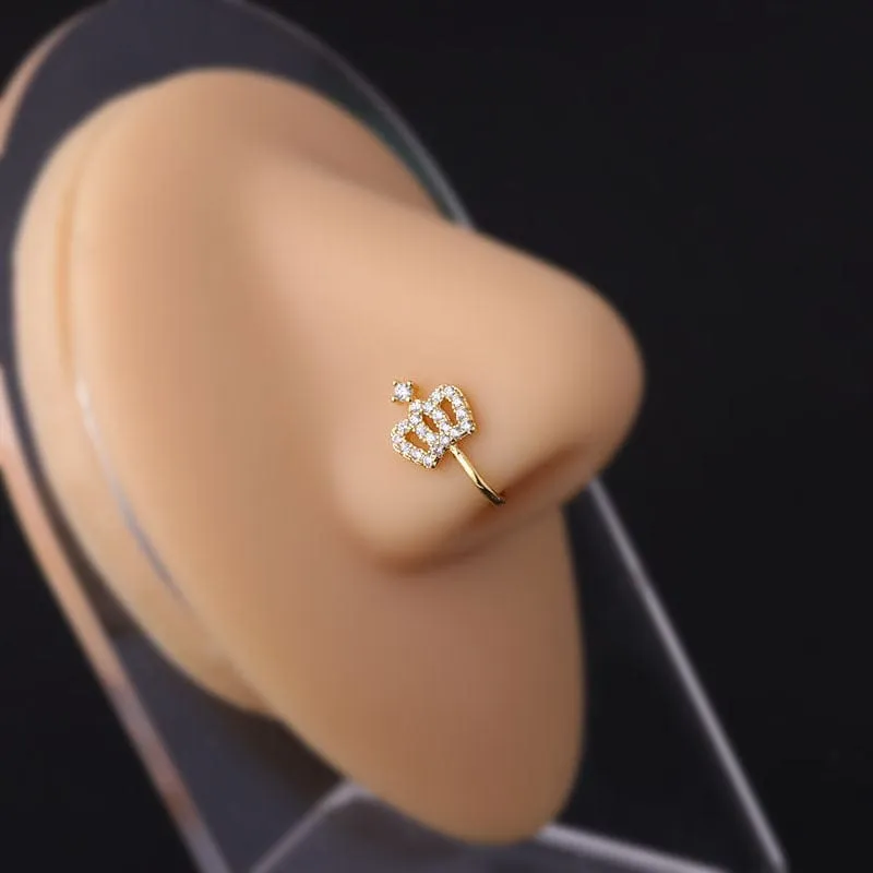 Chic CZ Inlaid Non Piercing Adjustable Nose Ring