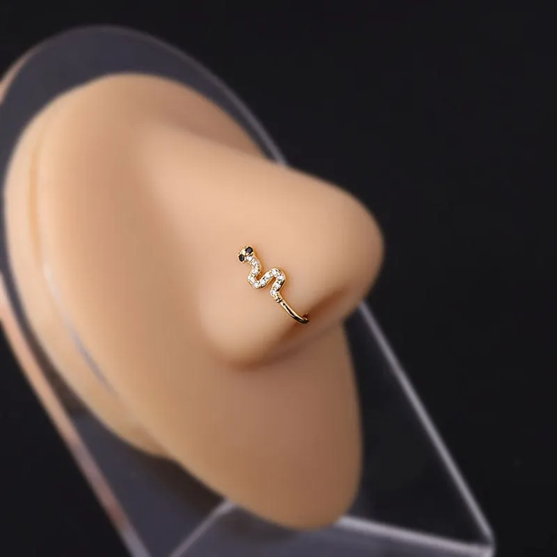 Chic CZ Inlaid Non Piercing Adjustable Nose Ring