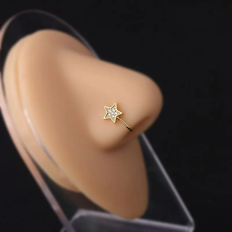 Chic CZ Inlaid Non Piercing Adjustable Nose Ring
