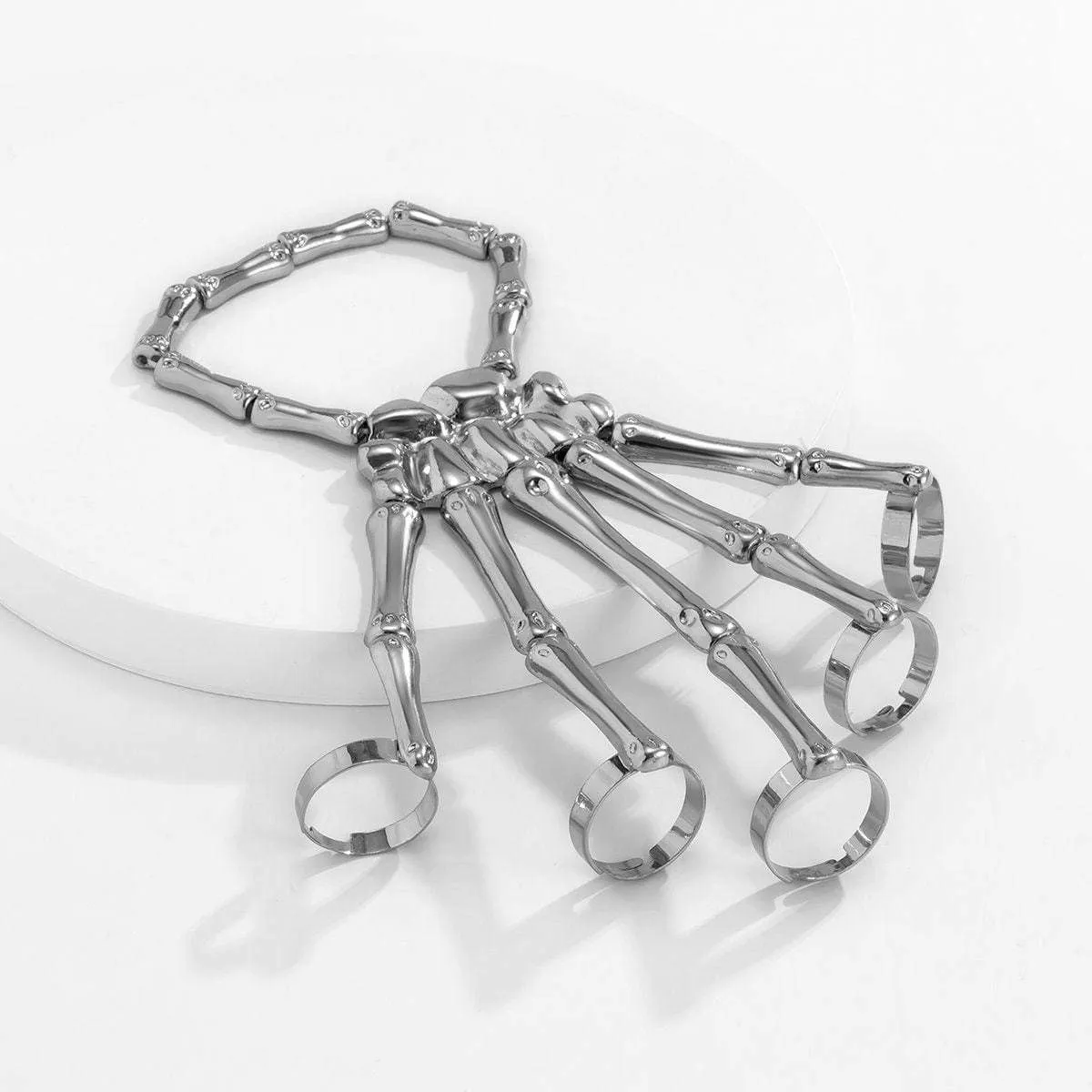 Chic Elastic Skeleton Finger Ring Bangle Bracelet