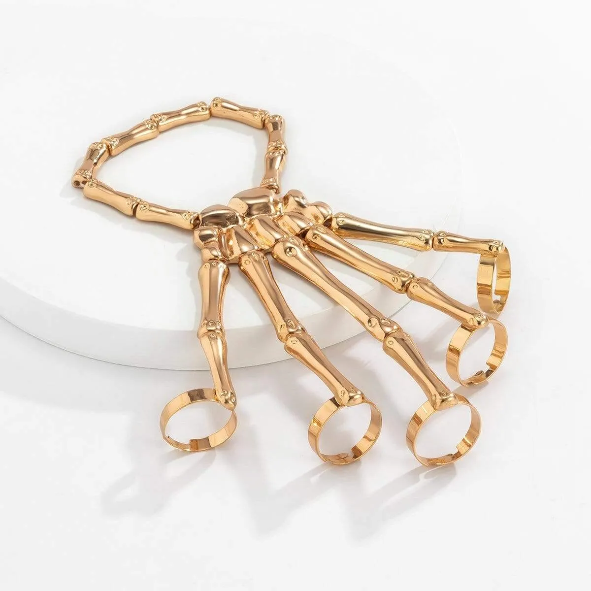 Chic Elastic Skeleton Finger Ring Bangle Bracelet