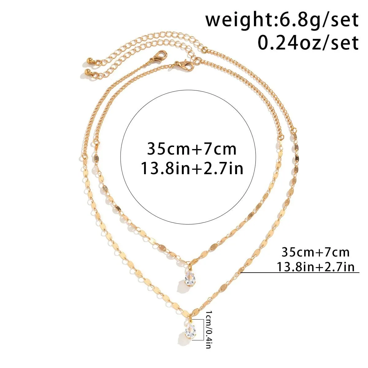 Chic Layered Crystal Pendant Marine Chain Necklace Set