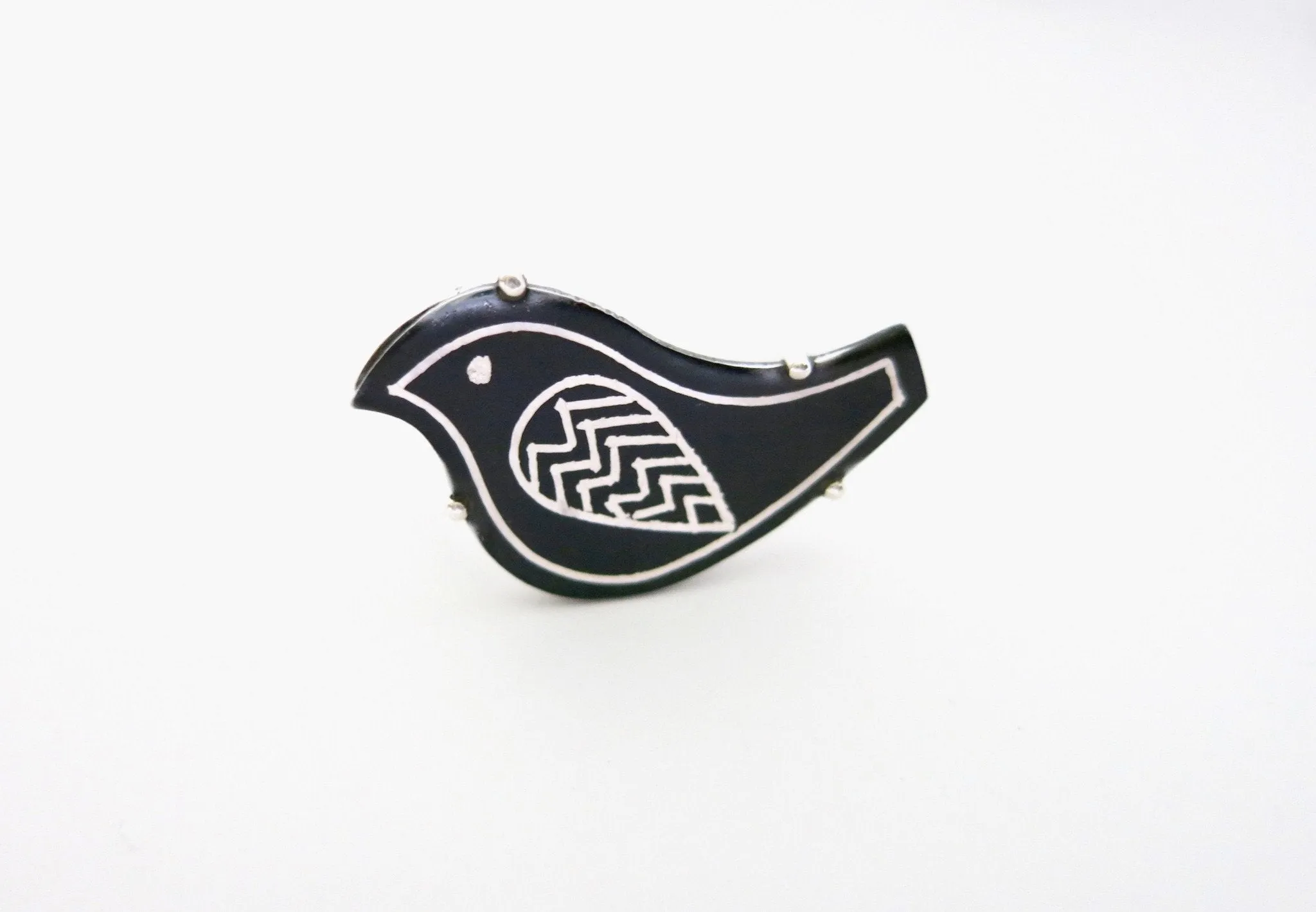 Chic, Mid-century mod Bidri bird ring
