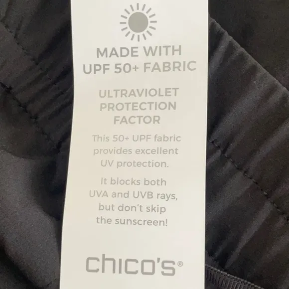 CHICO’S BLACK SHORTS MADE WITH UPF 50  FABRIC BLOCKS BOTH UVA &amp; UVB RAYS PLUS 14