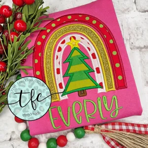 {Christmas Tree   Rainbow} applique tee