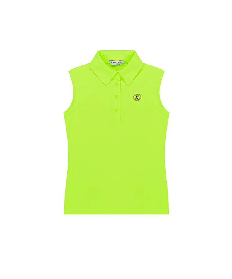 CHUCUCHU Simple Polo Sleeveless - Neon Yellow