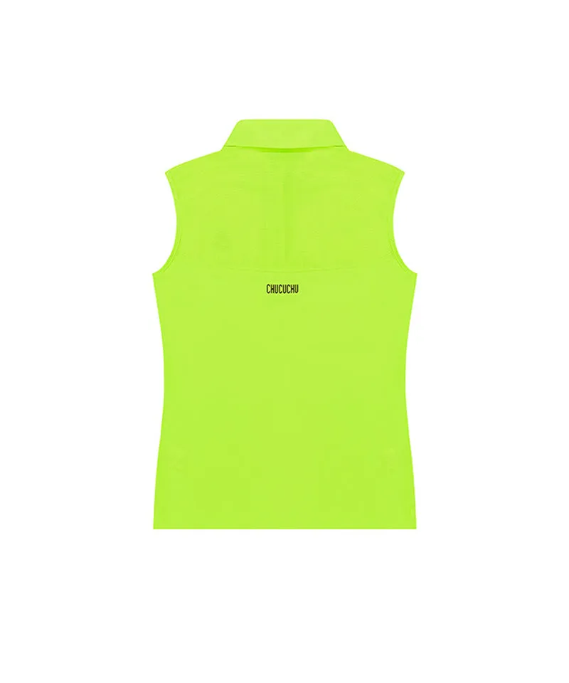 CHUCUCHU Simple Polo Sleeveless - Neon Yellow