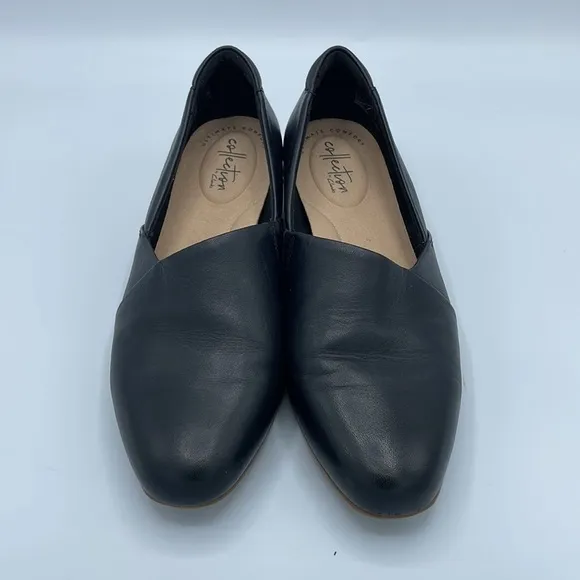 Clarks Juliet Palm Black Leather Slip On Loafer