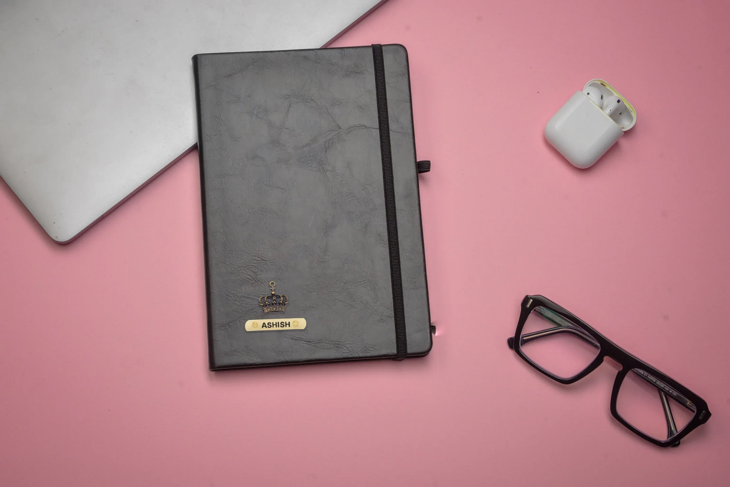Classy Hardcover Diary   Classic Metal Pen   Classy Leather Metal Keychain - Black
