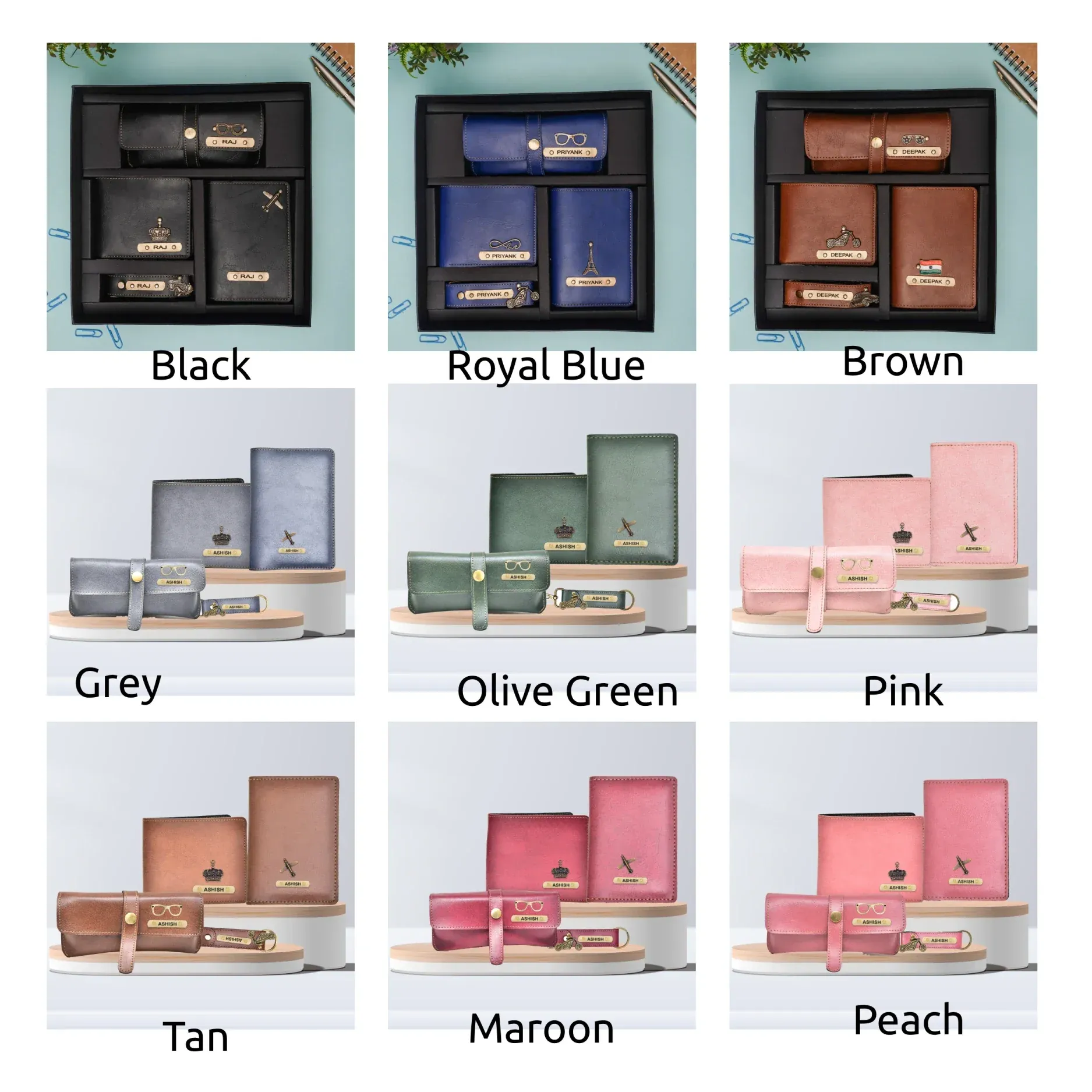 Classy Leather Customized All in One Men's Combo (4 pcs) - Peach