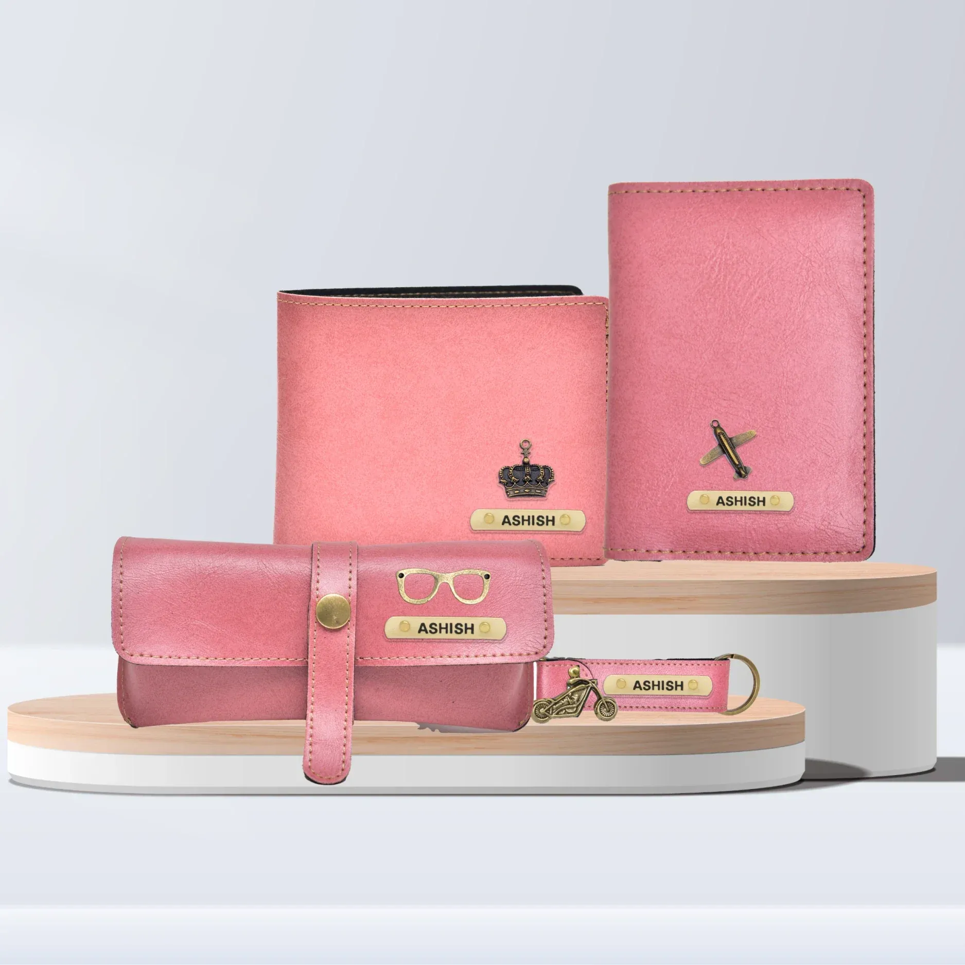 Classy Leather Customized All in One Men's Combo (4 pcs) - Peach