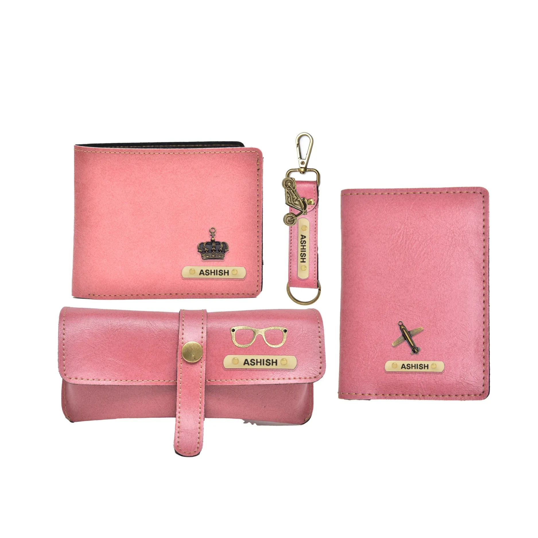Classy Leather Customized All in One Men's Combo (4 pcs) - Peach