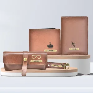 Classy Leather Customized All in One Men's Combo (4 pcs) - Tan