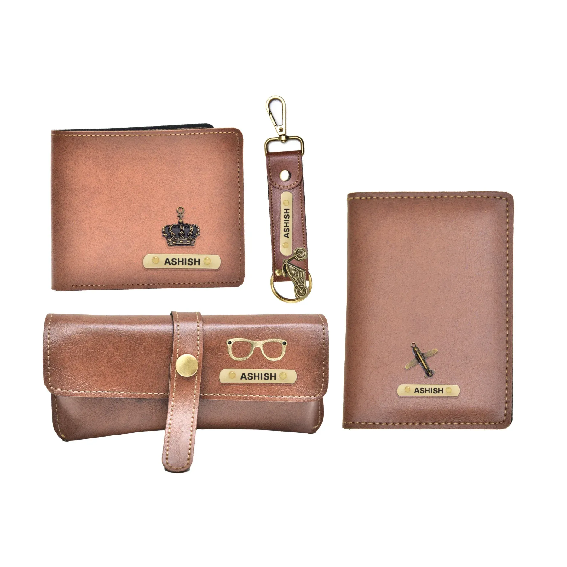 Classy Leather Customized All in One Men's Combo (4 pcs) - Tan