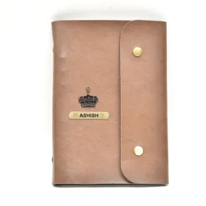 Classy Leather Customized Button Diary (Brown)