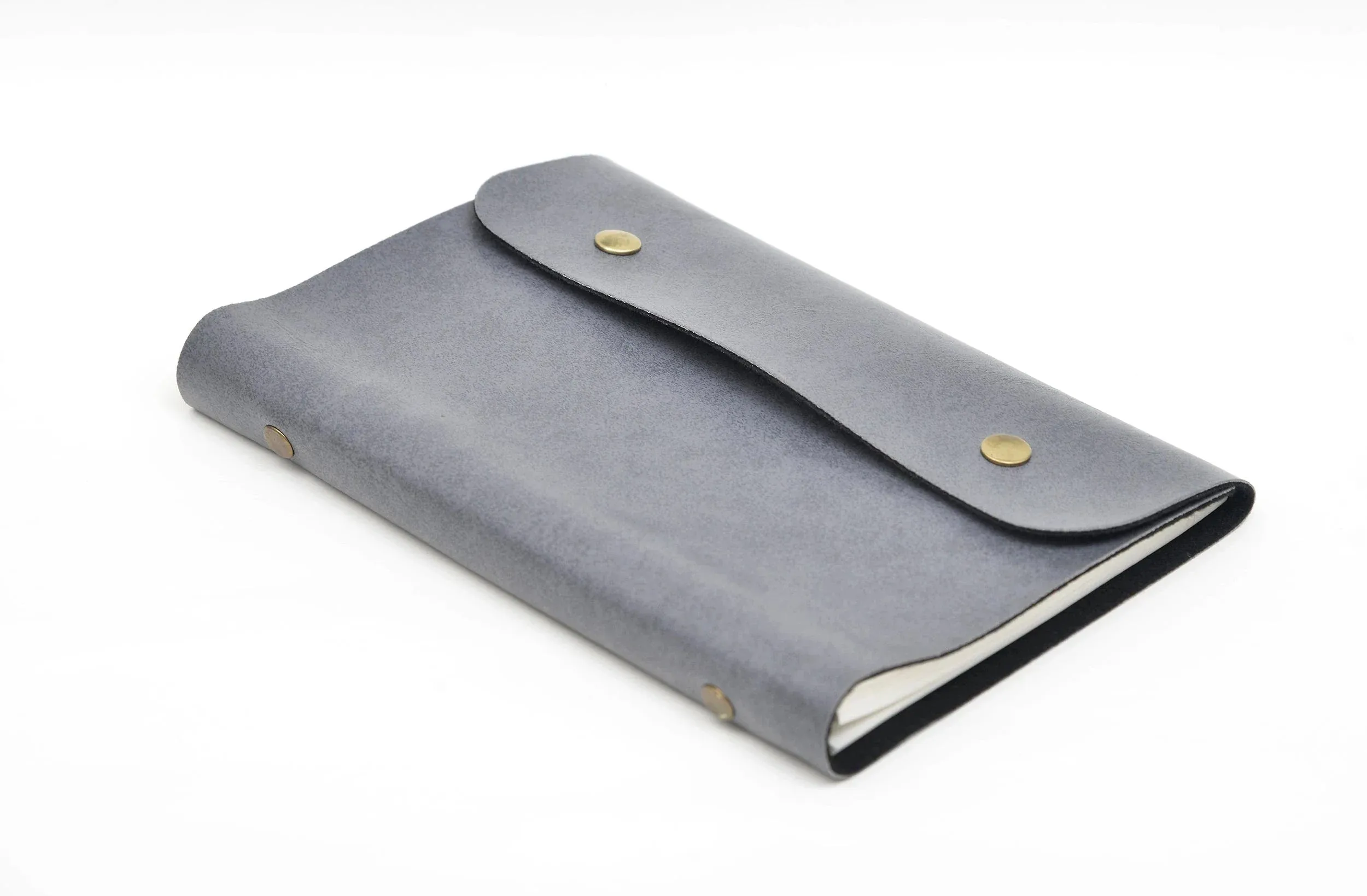Classy Leather Customized Button Diary (Grey)