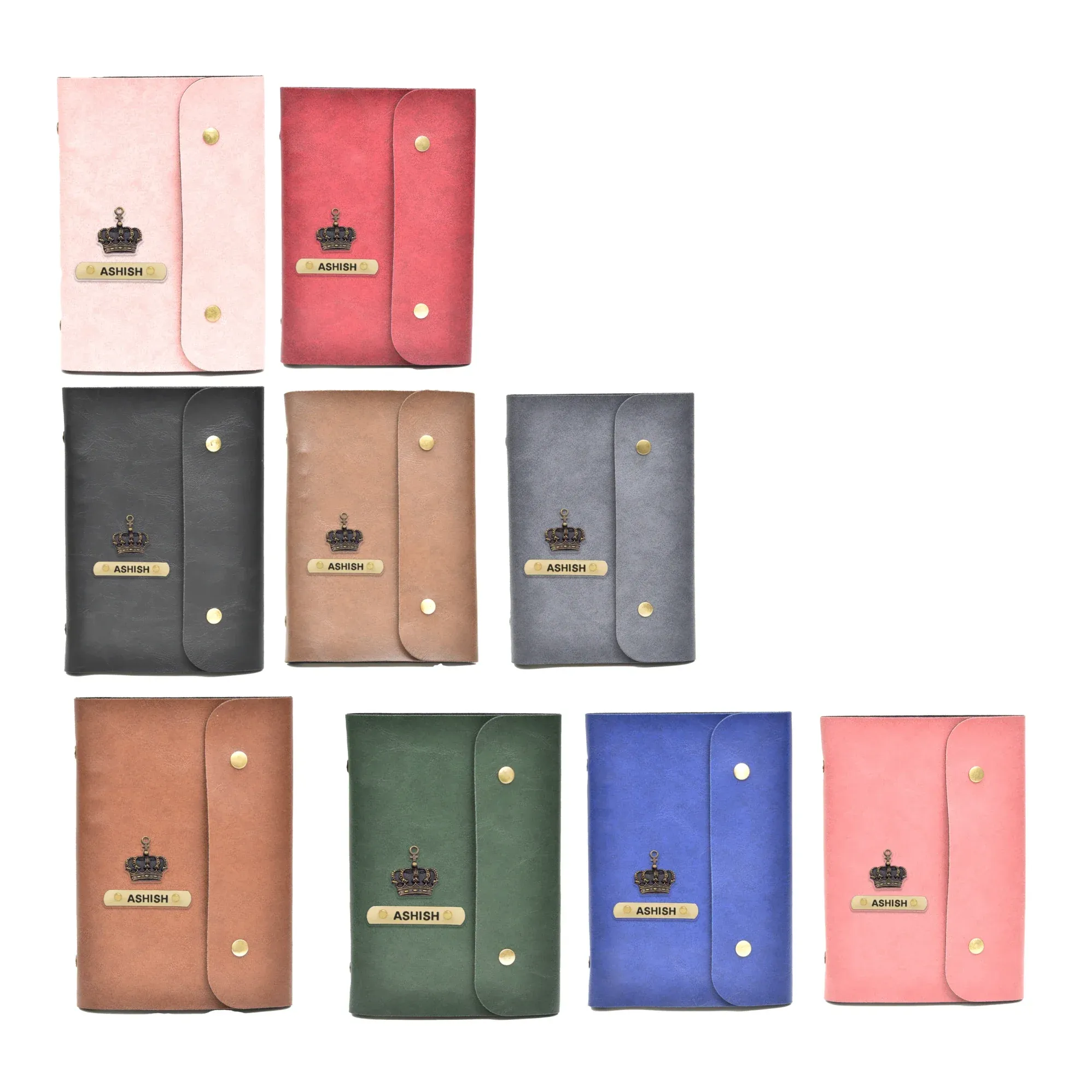 Classy Leather Customized Button Diary (Grey)