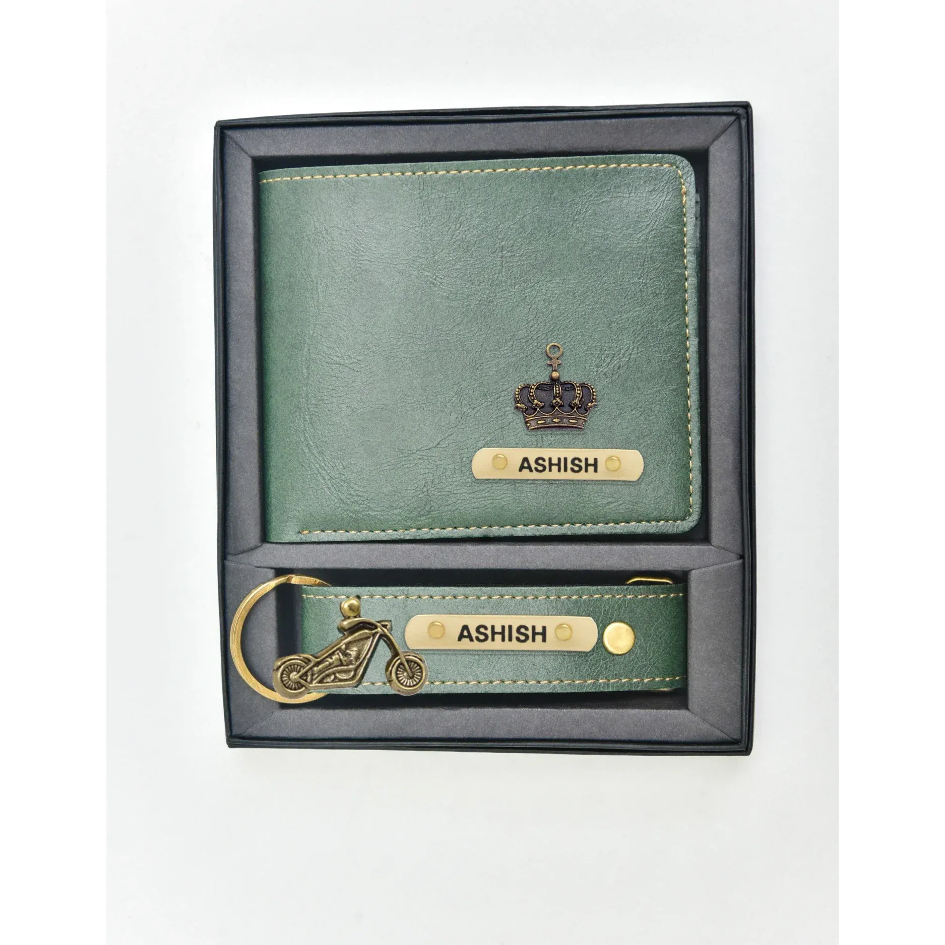 Classy Leather Customized Men's Combo (2 pcs) - Green