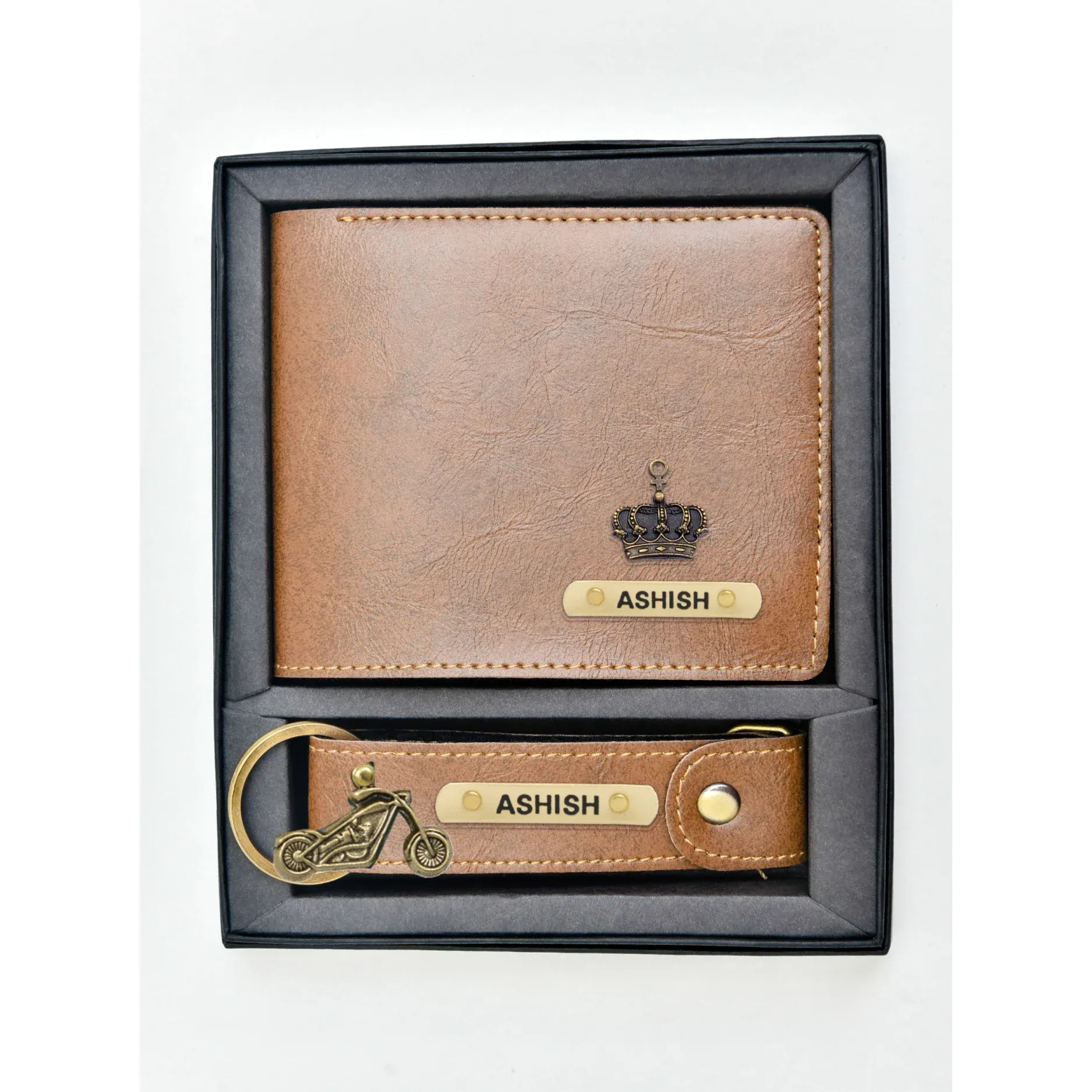 Classy Leather Customized Men's Combo (2 pcs) - Tan