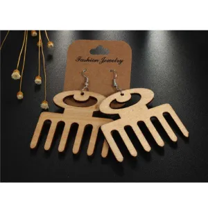 Classy Wooden Comb Drop Earrings